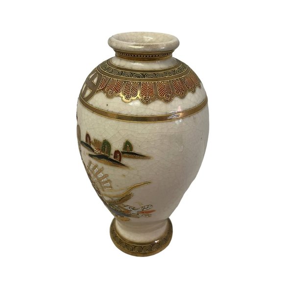 Vintage Kyo Satsuma Export Vase Kusube Mark Early 20th Century Kyoto Porcelain - Picture 4 of 11